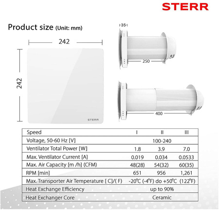 HRV160 - Ventilátor s rekuperáciou tepla