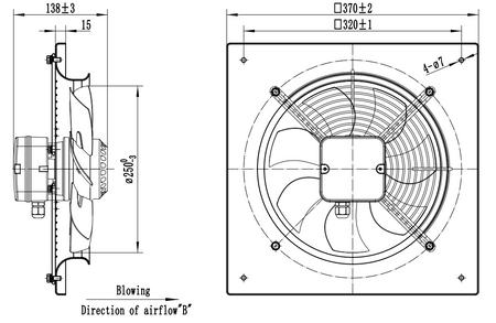 AXF250B - Axiálny odťahový ventilátor 250 mm